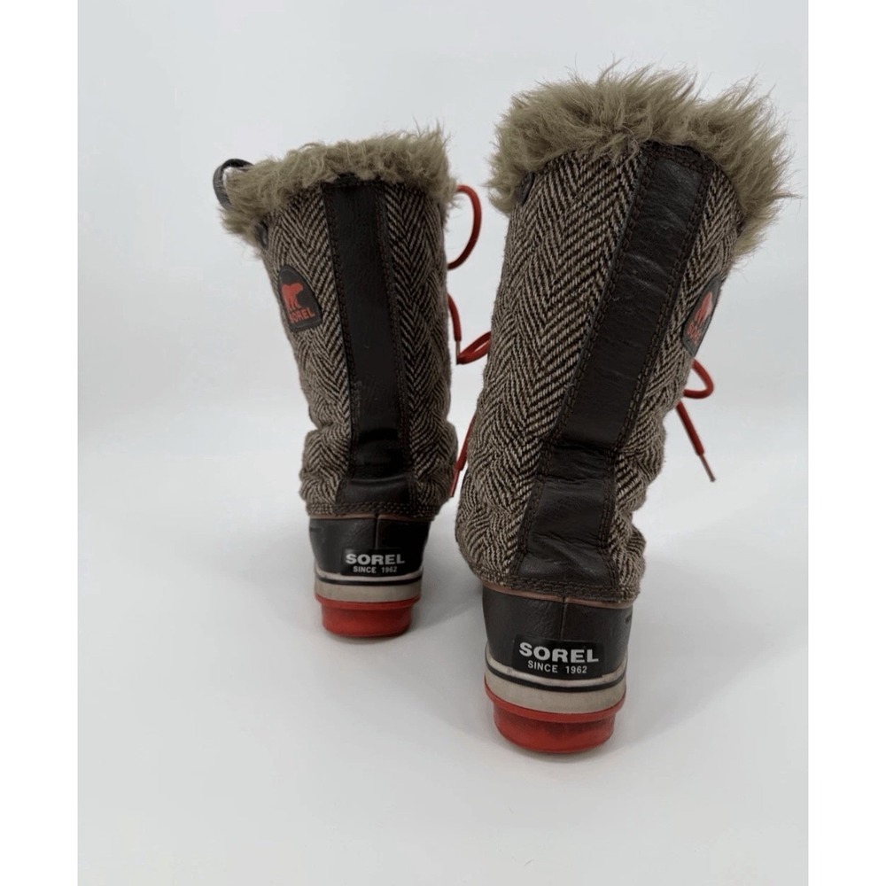 Sorel Tofino Brown Orange Fur Lined Snow Boots size 9 Cute Barely Worn Shoes - Picture 4 of 16